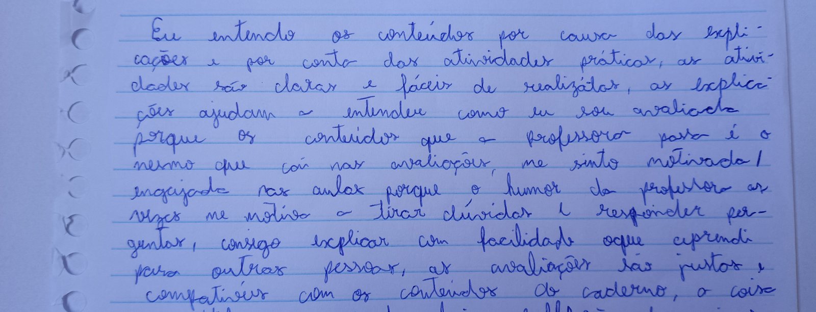 Depoimento manuscrito de Livia Sampaio