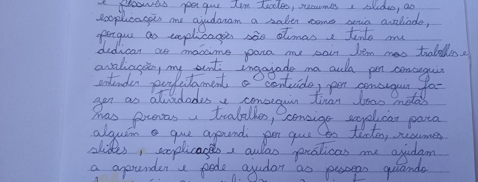 Depoimento manuscrito de Rafaelly